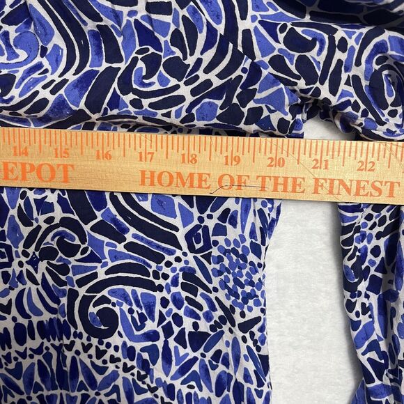 Lilly Pulitzer Willa Peasant Blouse Womens Size Medium Blue Black Beach Summer - Picture 12 of 12